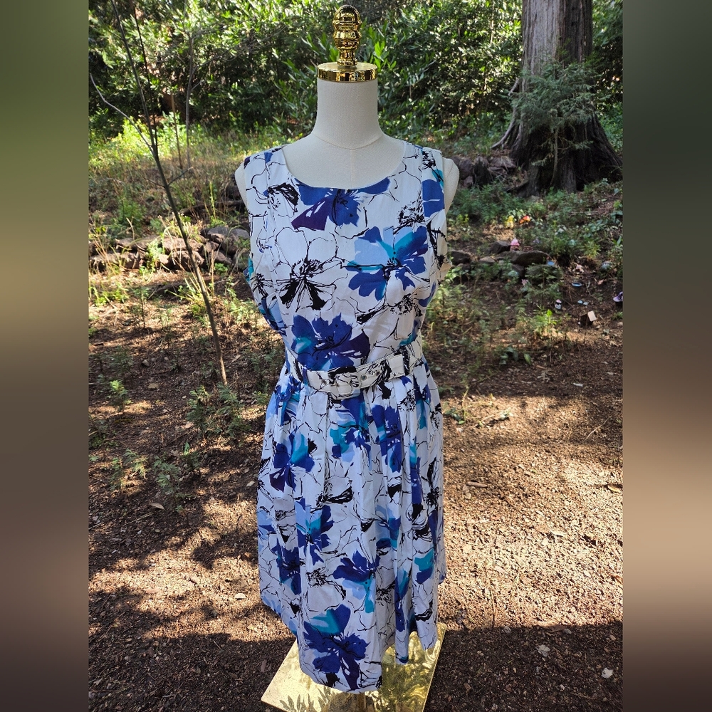 SOHO Apparel White and Blue Floral Dress‎